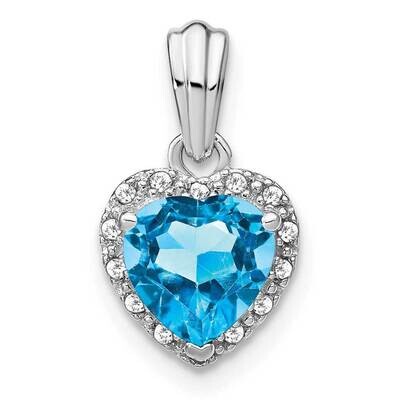 Blue Topaz Diamond Pendant Sterling Silver Rhodium-Plated PM7400-BT-007-SSA, MPN: PM7400-BT-007-SSA,