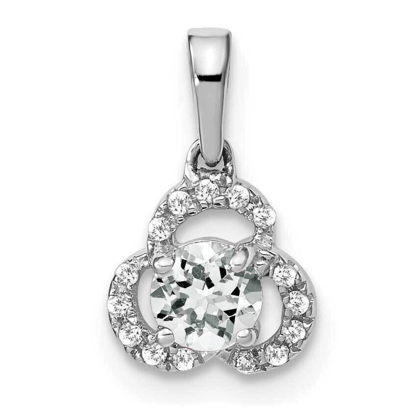 White Topaz Diamond Pendant 10k White Gold PM3578-WT-006-1WA, MPN: PM3578-WT-006-1WA,