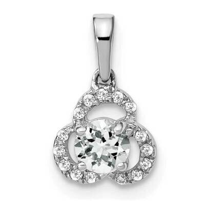 White Topaz Diamond Pendant 10k White Gold PM3578-WT-006-1WA, MPN: PM3578-WT-006-1WA,