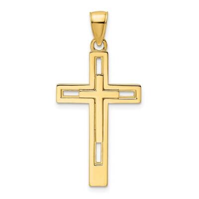 Double Cross Pendant 14k Polished Gold K9826, MPN: K9826,