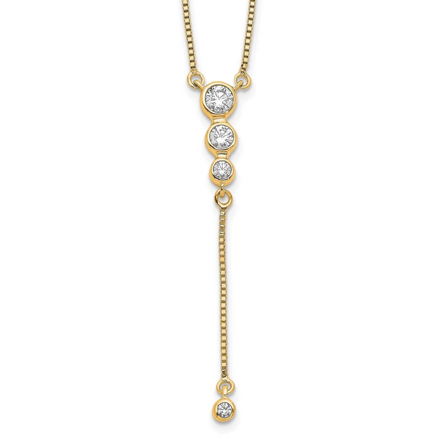 Diamond 3-Stone Dangle 18 Inch Necklace 14k Gold PM3742-025-YA, MPN: PM3742-025-YA,