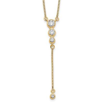 Diamond 3-Stone Dangle 18 Inch Necklace 14k Gold PM3742-025-YA, MPN: PM3742-025-YA,
