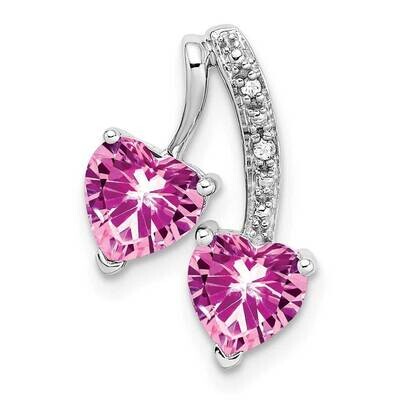 Created Pink Sapphire Diamond 2-Heart Pendant 14k White Gold PM7008-CPS-001-WA, MPN: PM7008-CPS-001…