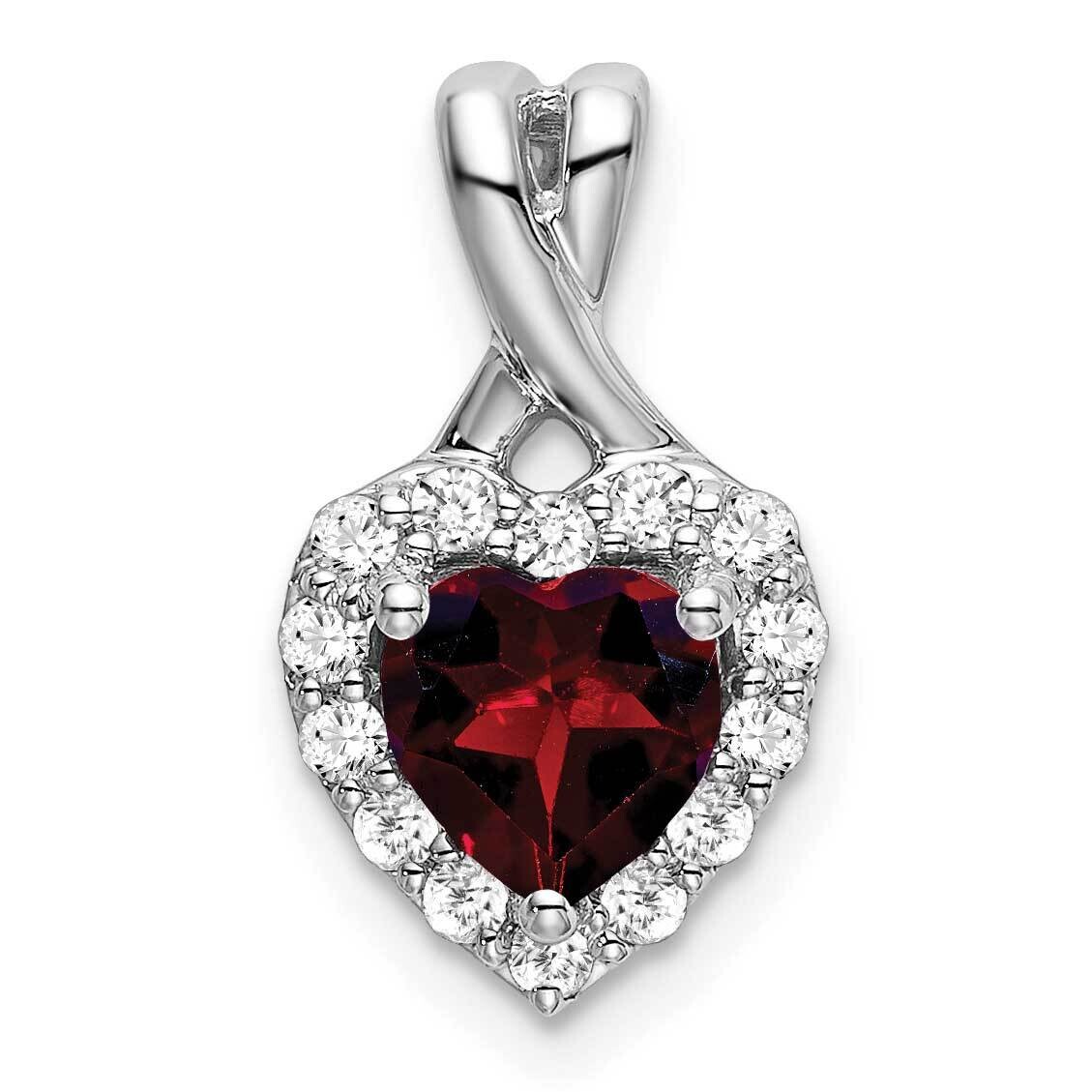 Garnet Diamond Halo Heart Pendant 14k White Gold PM7013-GA-021-WA, MPN: PM7013-GA-021-WA,
