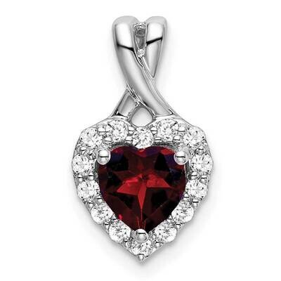 Garnet Diamond Halo Heart Pendant 14k White Gold PM7013-GA-021-WA, MPN: PM7013-GA-021-WA,