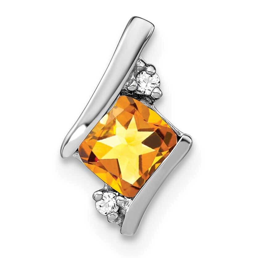 Cushion Citrine Diamond Chain Slide 10 Inch 14k White Gold PM7398-CI-002-WA, MPN: PM7398-CI-002-WA,