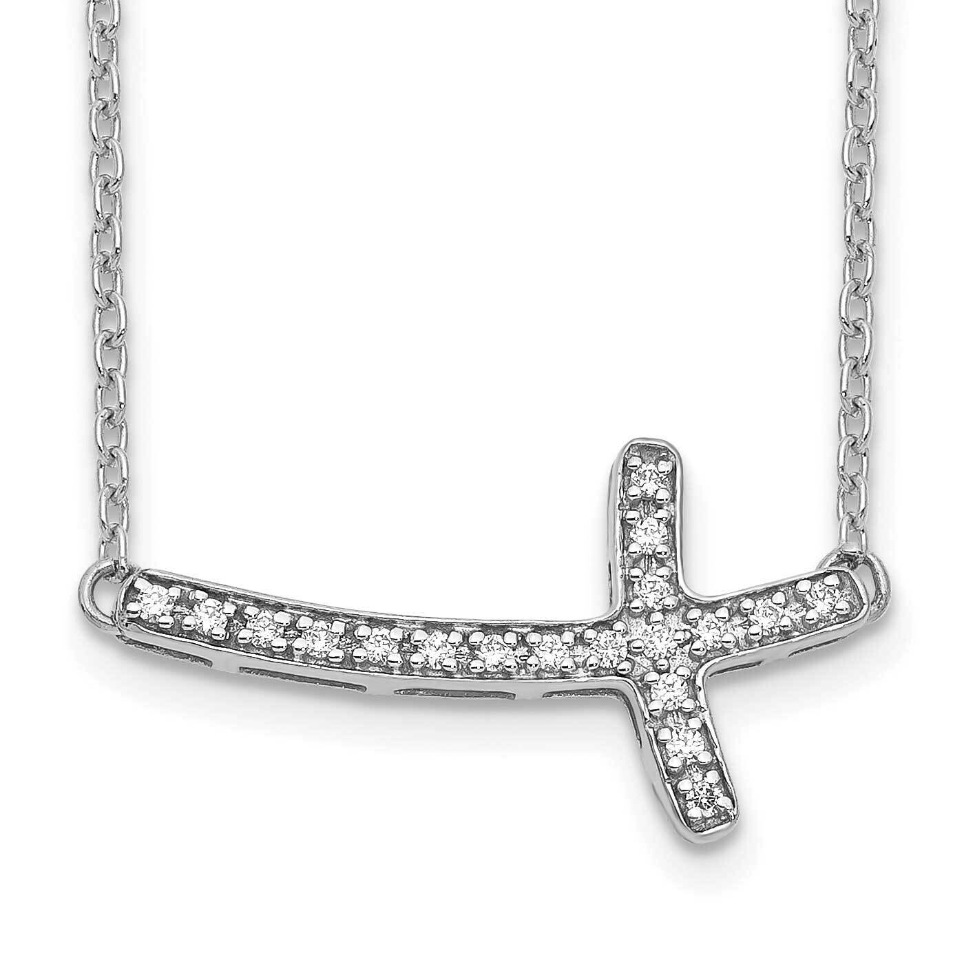 Diamond Sideways Cross 18 Inch Necklace 10k White Gold PM4691-010-1WA, MPN: PM4691-010-1WA,