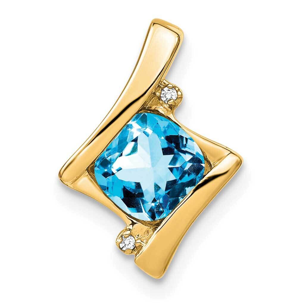 Blue Topaz Diamond Pendant 14k Gold PM7033-BT-001-YA, MPN: PM7033-BT-001-YA,