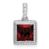 Square Garnet Diamond Pendant 14k White Gold PM7096-GA-013-WA, MPN: PM7096-GA-013-WA,