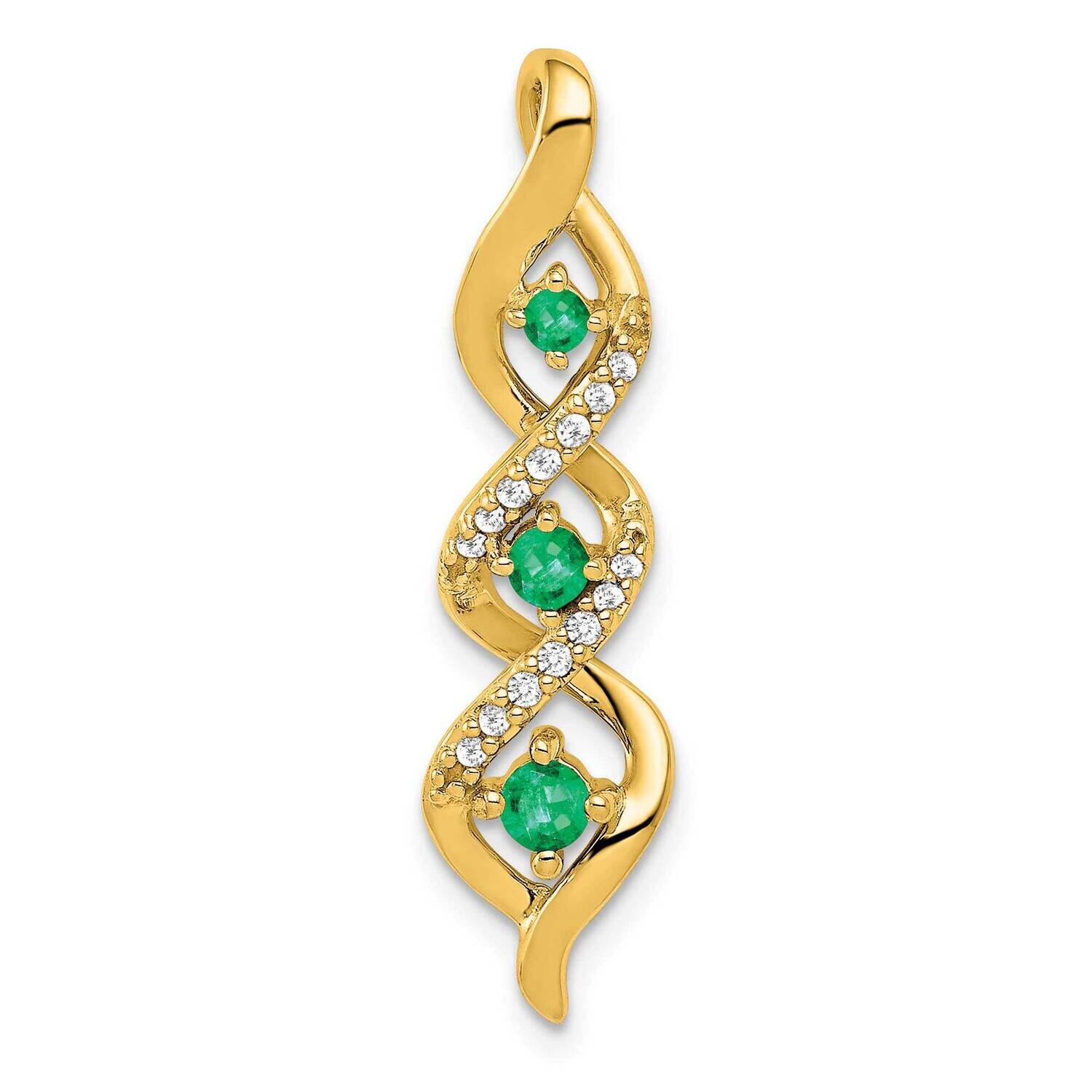 3-Stone Twisted Diamond Emerald Chain Slide 10k Gold PM5264-EM-008-1YA, MPN: PM5264-EM-008-1YA,