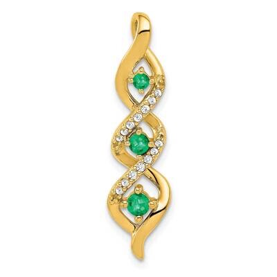 3-Stone Twisted Diamond Emerald Chain Slide 10k Gold PM5264-EM-008-1YA, MPN: PM5264-EM-008-1YA,