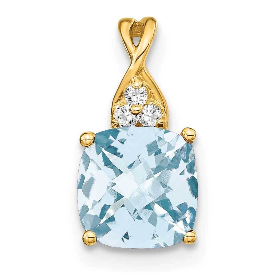 Checkerboard Aquamarine Diamond Pendant 10k Gold PM4393-AQ-003-1YA, MPN: PM4393-AQ-003-1YA,