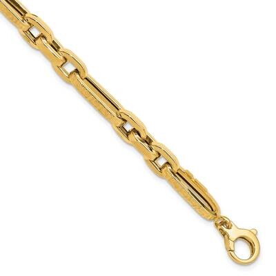 Textured Design Fancy Link Bracelet 7.2 Inch 14k Polished Gold GB287-8 by Men&#39;s Jewelry and Accesso…