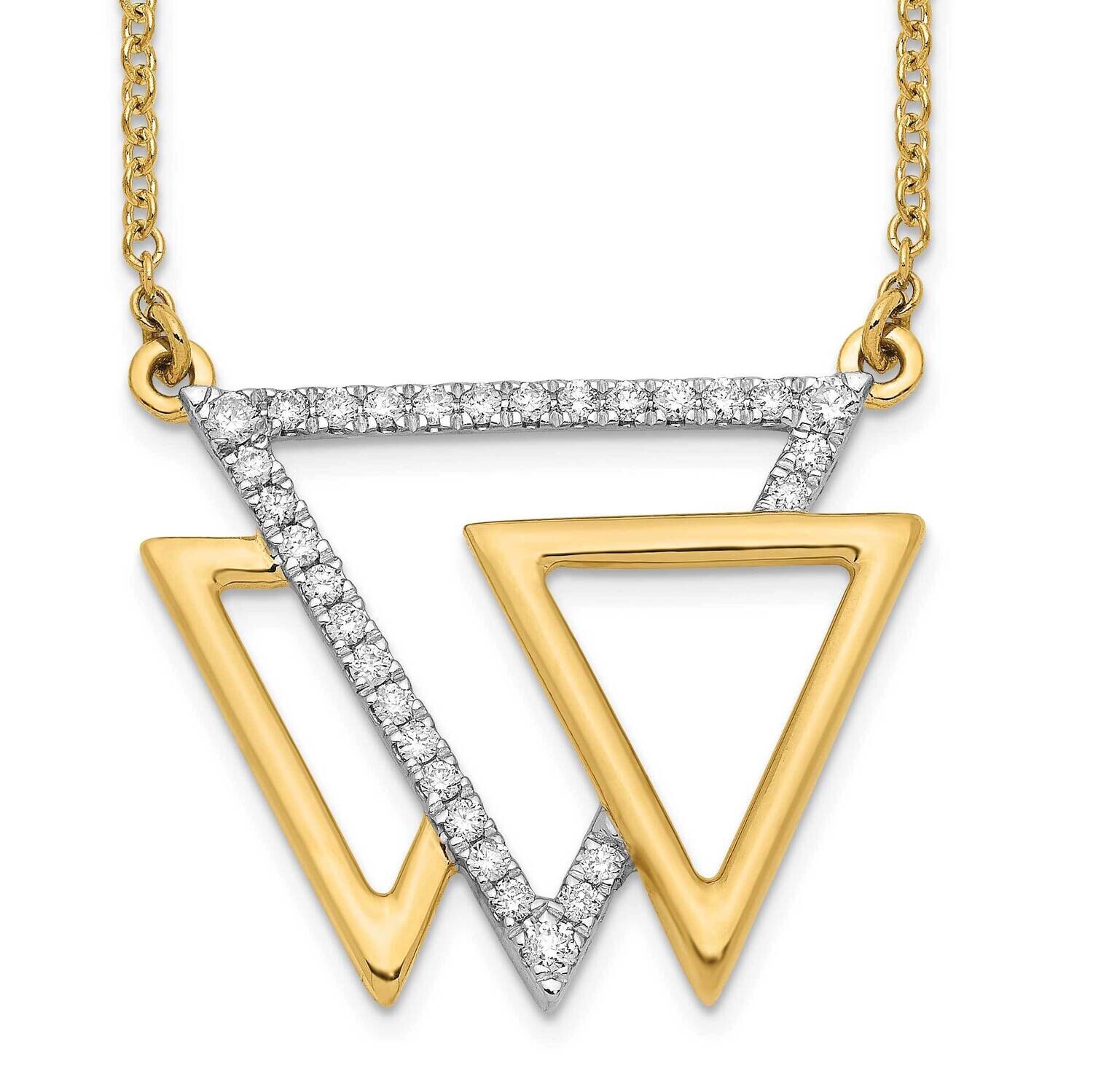 Triple Triangle Diamond 18 Inch Necklace 14k Polished Gold PM6837-020-YA