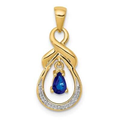 Pear Sapphire Diamond Dangle Pendant 10k Gold PM5291-SA-001-1YA, MPN: PM5291-SA-001-1YA,