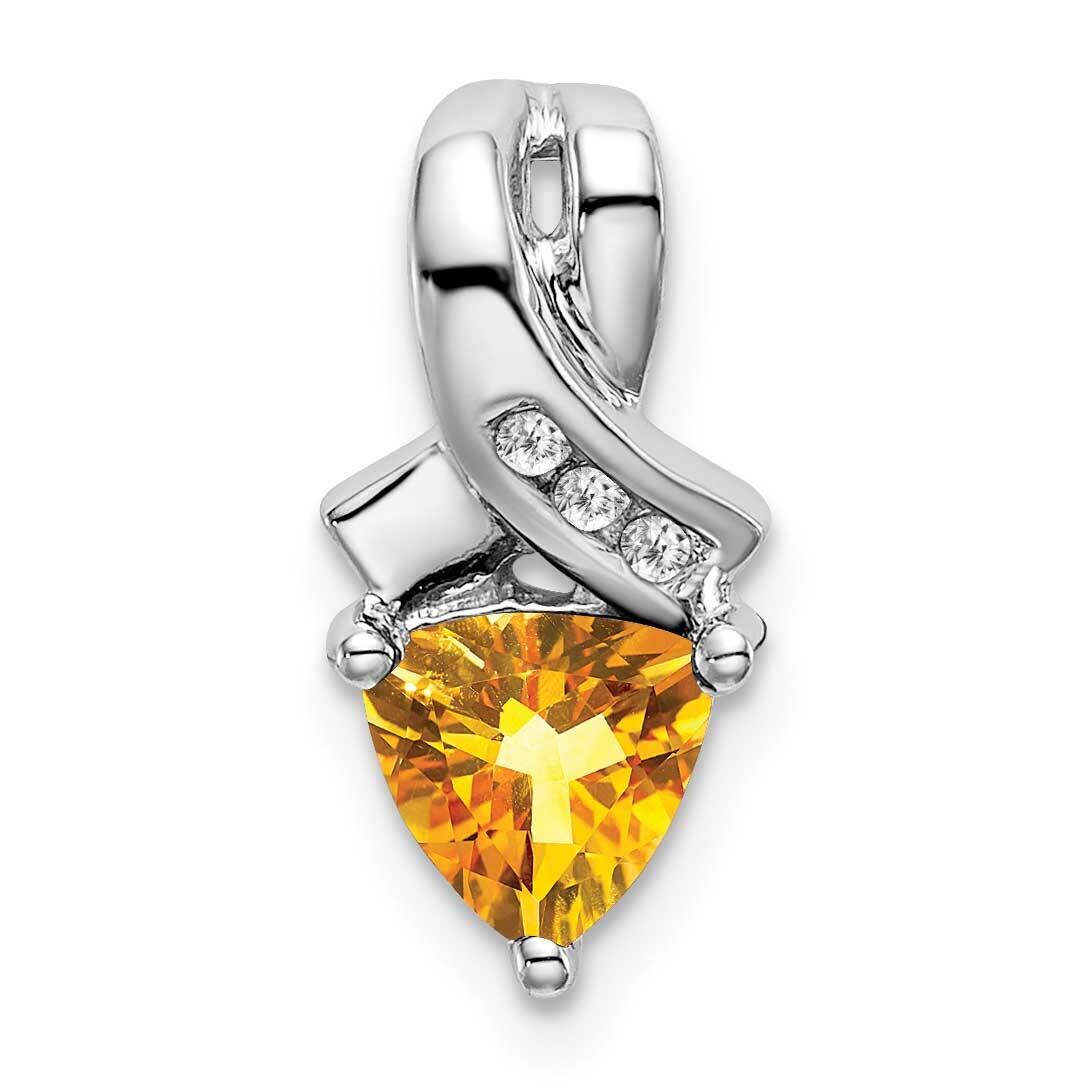 Trillion Citrine Diamond Pendant 14k White Gold PM7053-CI-003-WA, MPN: PM7053-CI-003-WA,