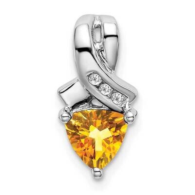 Trillion Citrine Diamond Pendant 14k White Gold PM7053-CI-003-WA, MPN: PM7053-CI-003-WA,