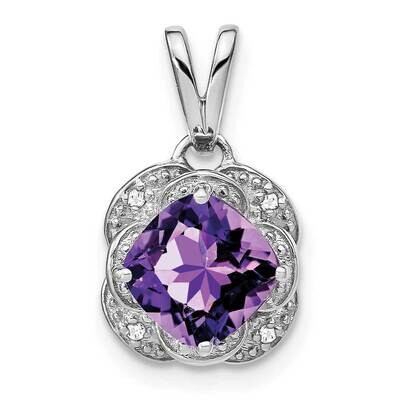 Cushion Amethyst Diamond Pendant 14k White Gold PM7037-AM-002-WA, MPN: PM7037-AM-002-WA,
