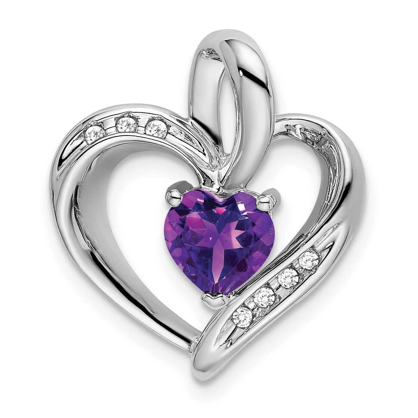 Amethyst Diamond Heart Pendant 10k White Gold PM7004-AM-005-1WA, MPN: PM7004-AM-005-1WA,