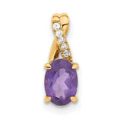 Oval Amethyst Diamond Pendant 14k Gold PM4235-AM-003-4YA, MPN: PM4235-AM-003-4YA,