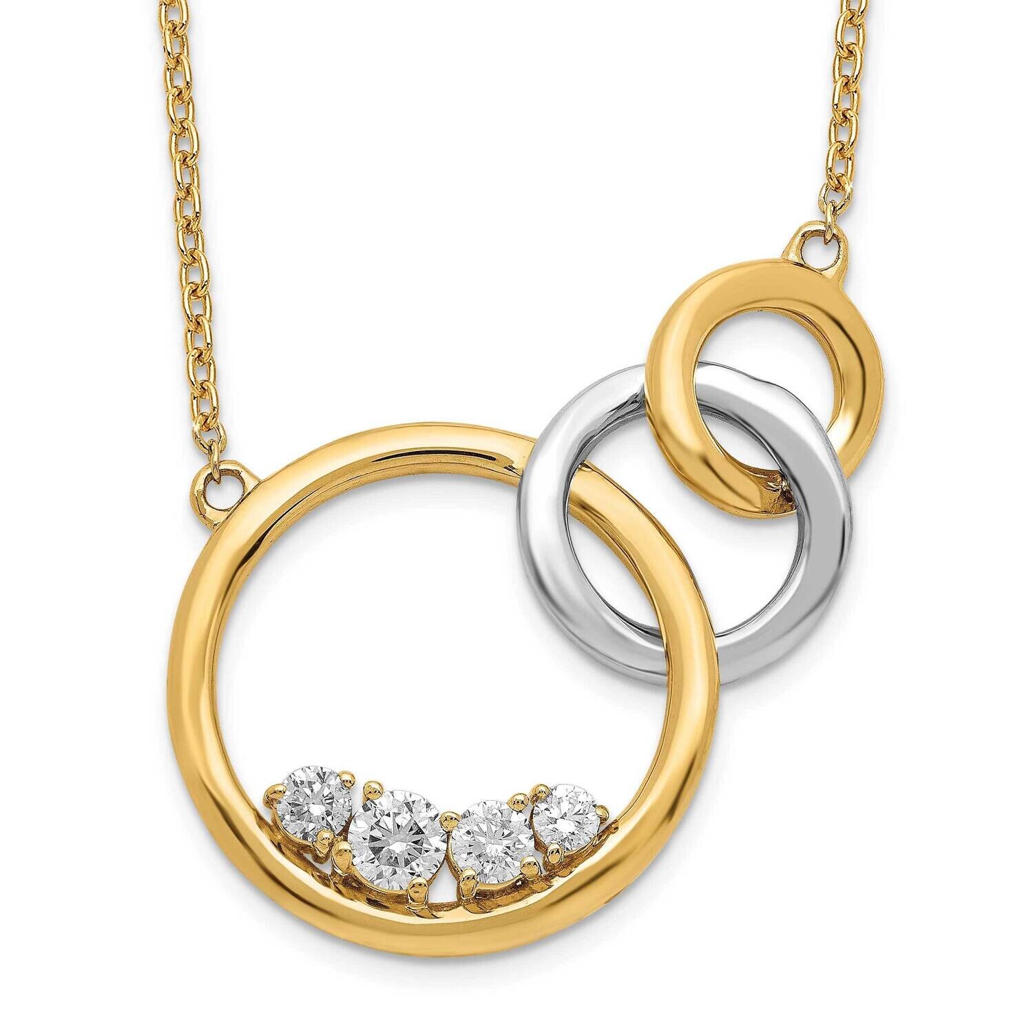 Polished Diamond Triple Circle 18 Inch Necklace 14k Two-Tone Gold PM6871-025-YWA