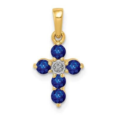 Sapphire Diamond Cross Pendant 10k Gold PM5269-SA-003-1YA, MPN: PM5269-SA-003-1YA,