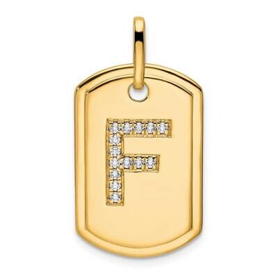 Diamond Initial F Dog Tag Charm 14k Gold PM9842F-017-YA, MPN: PM9842F-017-YA,