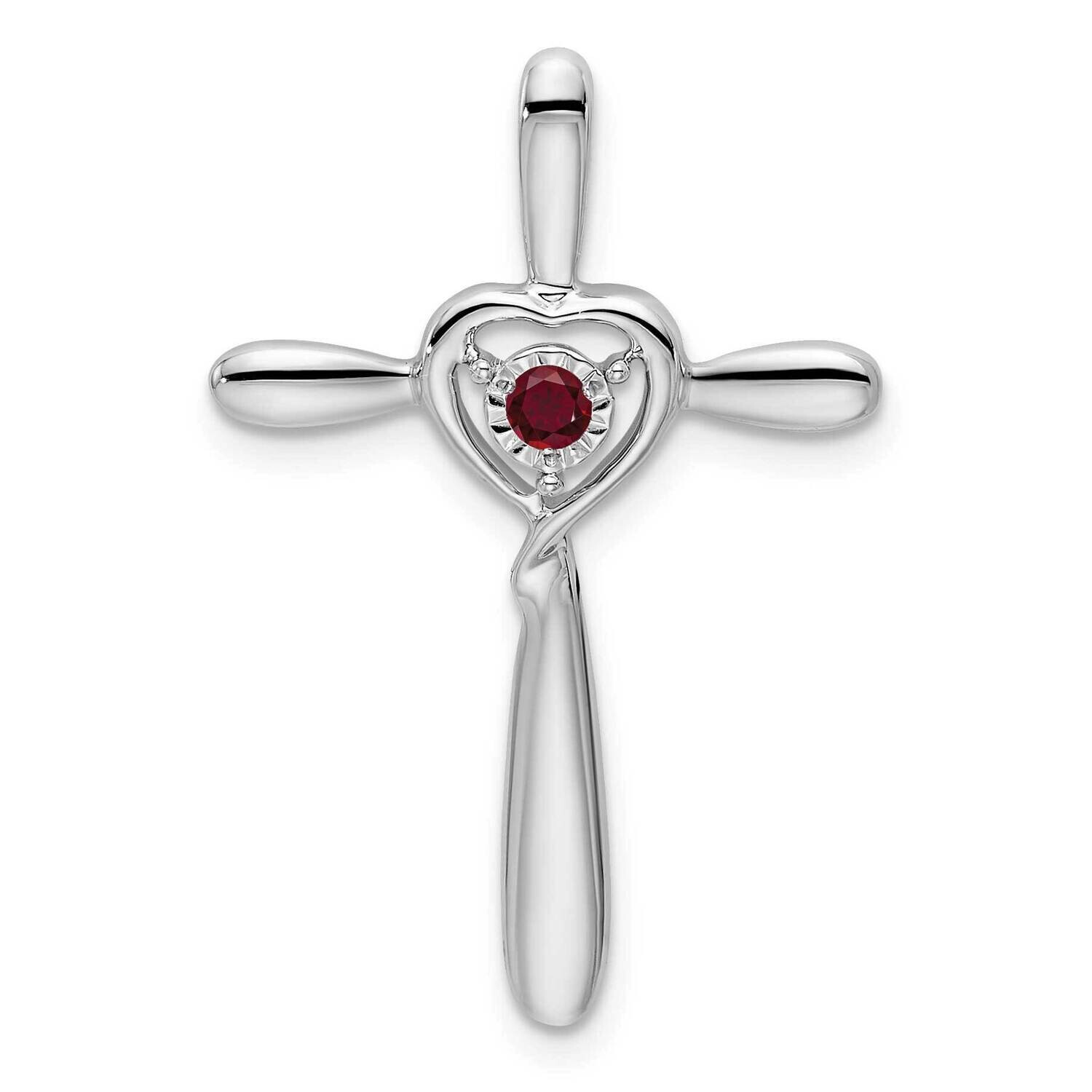 Created Ruby Cross Heart Chain Slide 10k White Gold PM7408-CRU-1W, MPN: PM7408-CRU-1W,