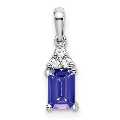 Emerald-Shape Tanzanite Diamond Pendant 14k White Gold PM7186-TZ-007-WA, MPN: PM7186-TZ-007-WA,