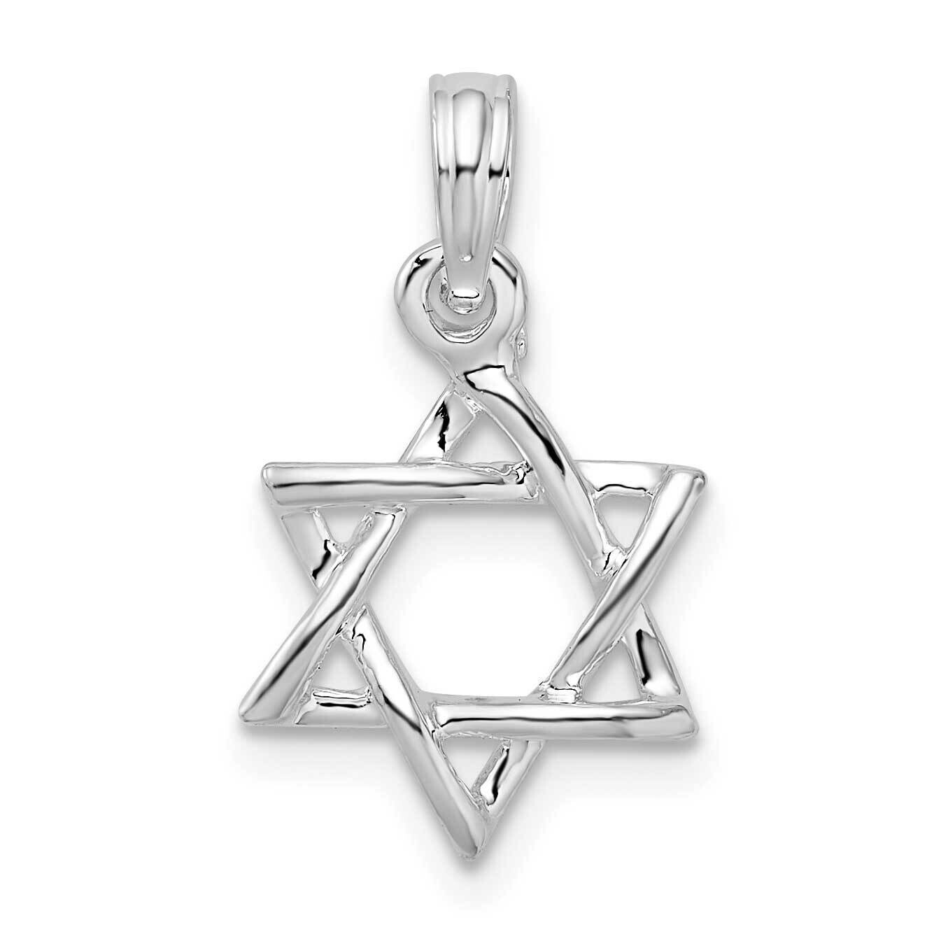 3D Cut-Out Star Of David Pendant Sterling Silver Polished QC10327