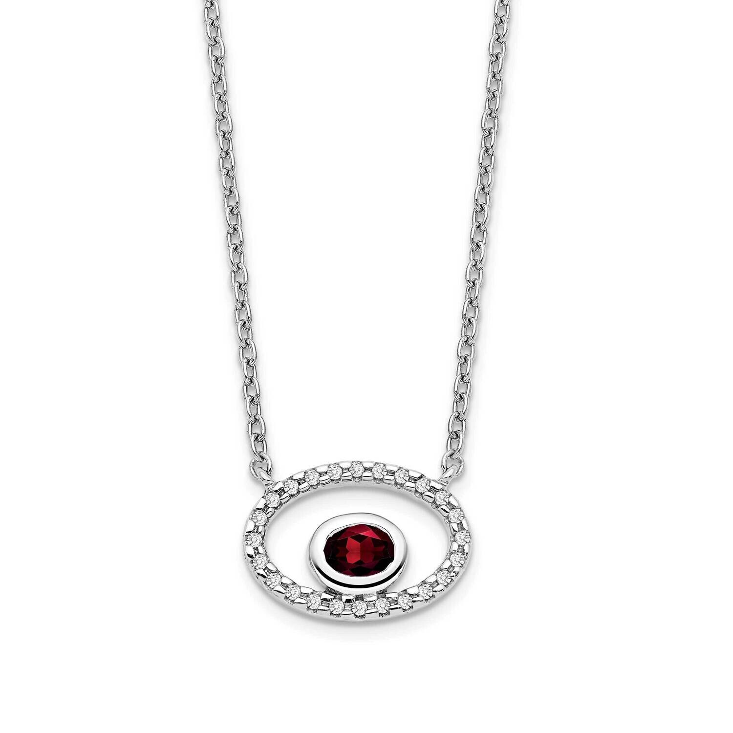 Oval Garnet Diamond 18 Inch Necklace 14k White Gold PM7135-GA-007-WA, MPN: PM7135-GA-007-WA, 883957…