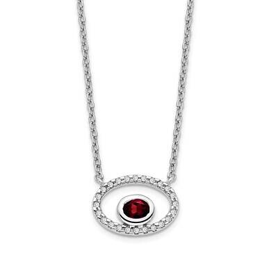 Oval Garnet Diamond 18 Inch Necklace 14k White Gold PM7135-GA-007-WA, MPN: PM7135-GA-007-WA, 883957…
