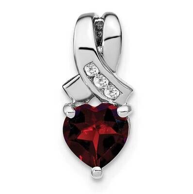 Garnet Diamond Pendant Sterling Silver Rhodium-Plated PM7401-GA-003-SSA, MPN: PM7401-GA-003-SSA,