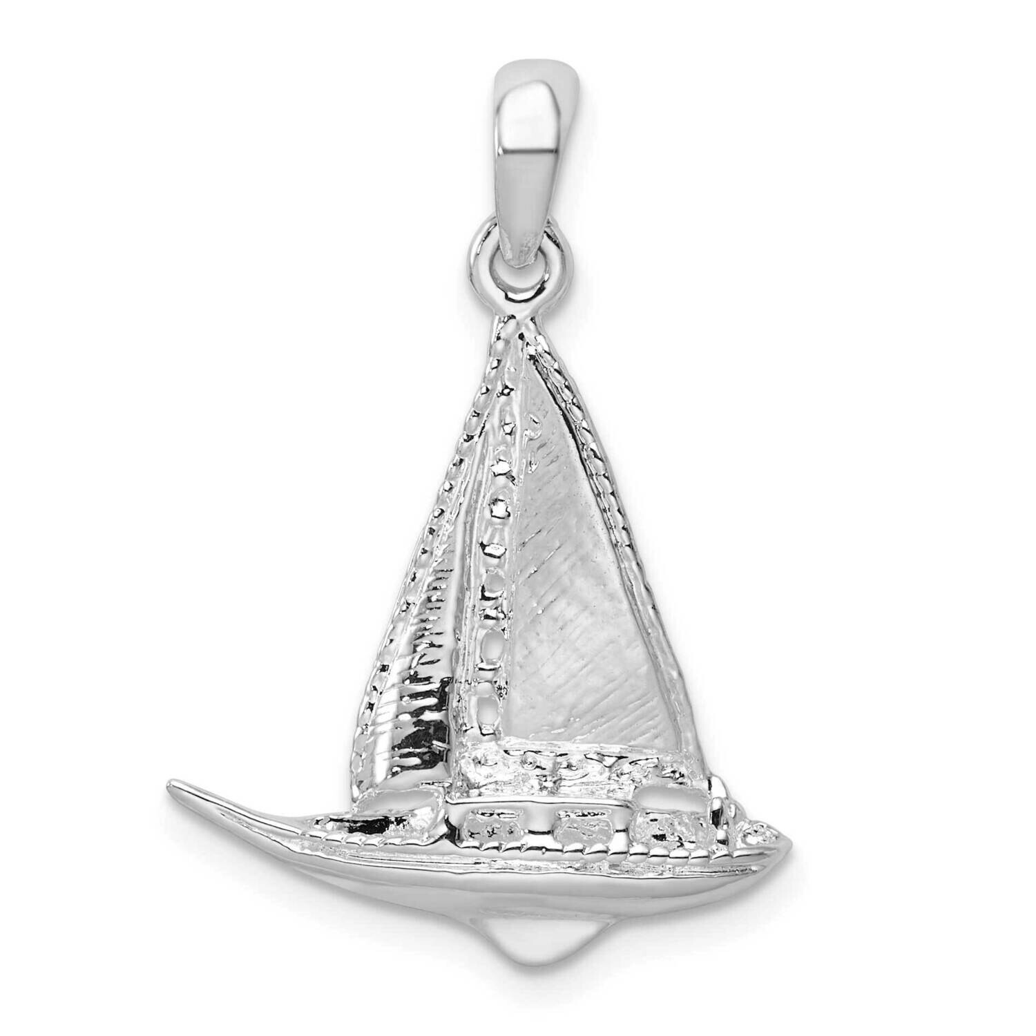 3D Sailboat Pendant Sterling Silver Polished QC10386, MPN: QC10386, 637218175420