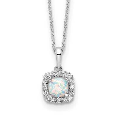 Diamond Created Opal Pendant Necklace 10k White Gold PM9037-COP-0WLG-18, MPN: PM9037-COP-0WLG-18, 8…