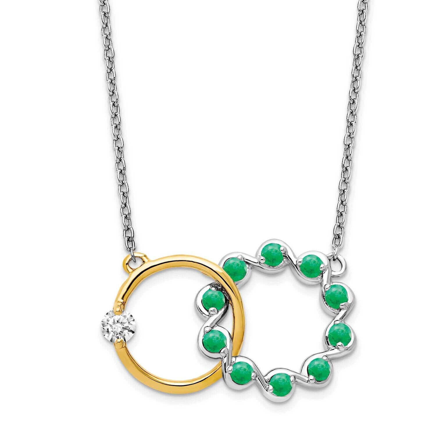 Emerald Diamond 18 Inch Circles Necklace 14k Two-Tone Gold PM7220-EM-012-WYA, MPN: PM7220-EM-012-WY…