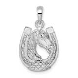 Horse Head In Horseshoe Pendant Sterling Silver Polished QC10272 by Men&#39;s Jewelry and Accessories, …