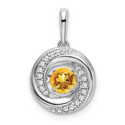 Round Citrine Diamond Pendant 14k White Gold PM7143-CI-011-WA, MPN: PM7143-CI-011-WA,