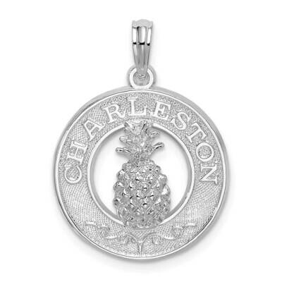 Polish Charleston Pineapple Circle Pendant Sterling Silver QC10074, MPN: QC10074, 637218159956