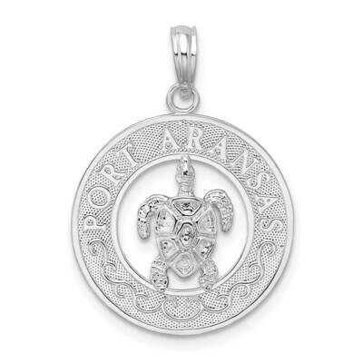 Port Aransas Circle Turtle Pendant Sterling Silver Polished QC10326, MPN: QC10326, 637218173143