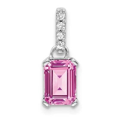 Created Pink Sapphire Diamond Pendant 10k White Gold PM7410-CPS-004-1WA, MPN: PM7410-CPS-004-1WA,