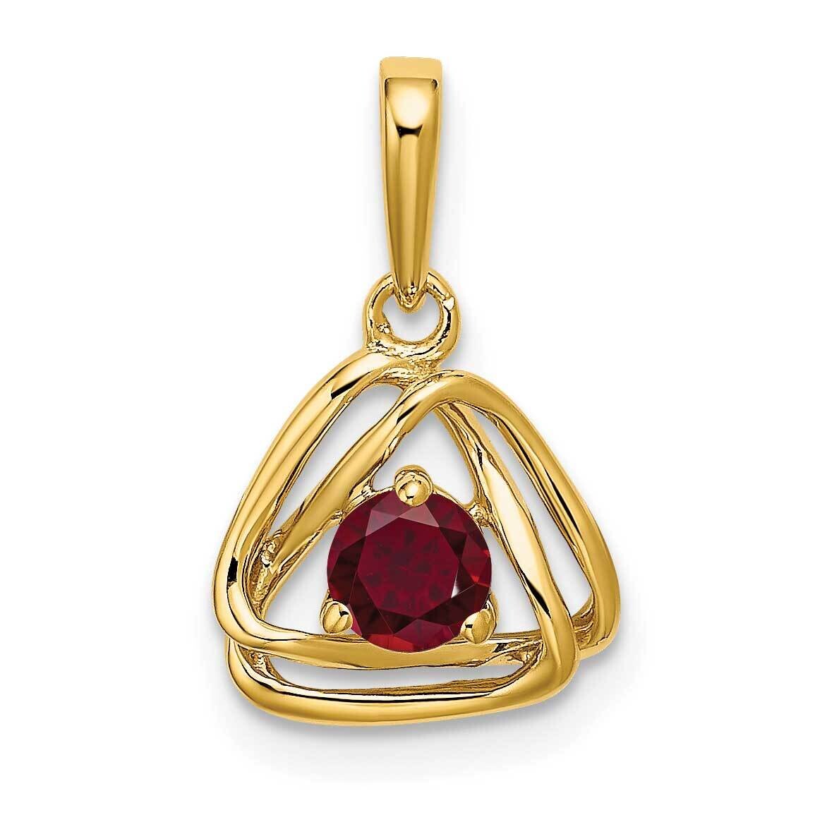 Created Ruby Triangle Pendant 14k Gold PM7395-CRU-Y, MPN: PM7395-CRU-Y, 191101400629