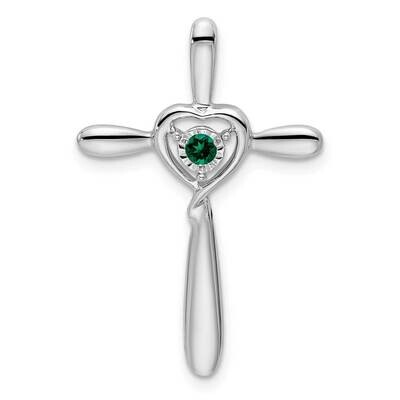 Created Emerald Cross Heart Chain Slide 10k White Gold PM7408-CEM-1W, MPN: PM7408-CEM-1W,