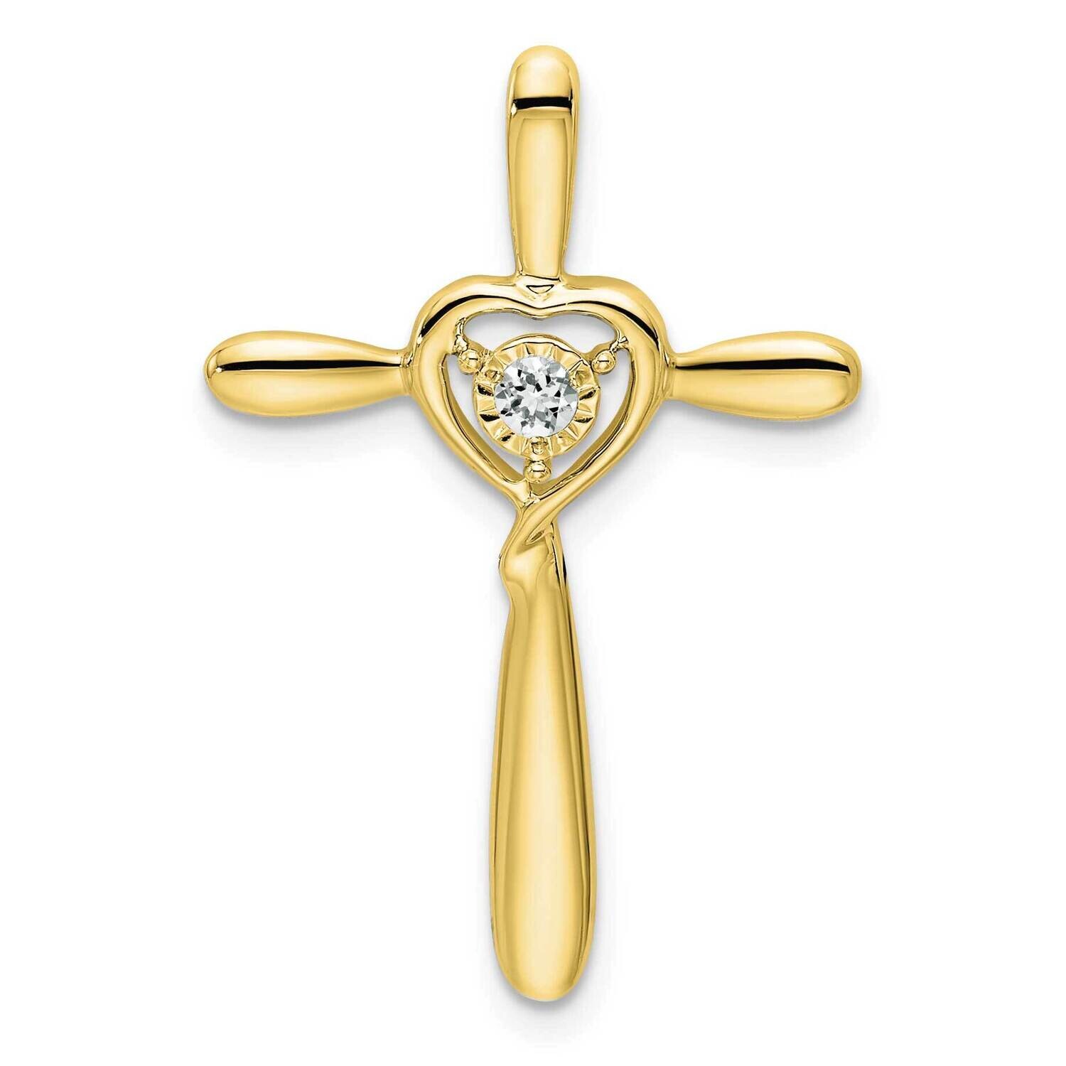 Topaz Cross Heart Chain Slide 10k White Gold PM7408-WT-1Y, MPN: PM7408-WT-1Y,