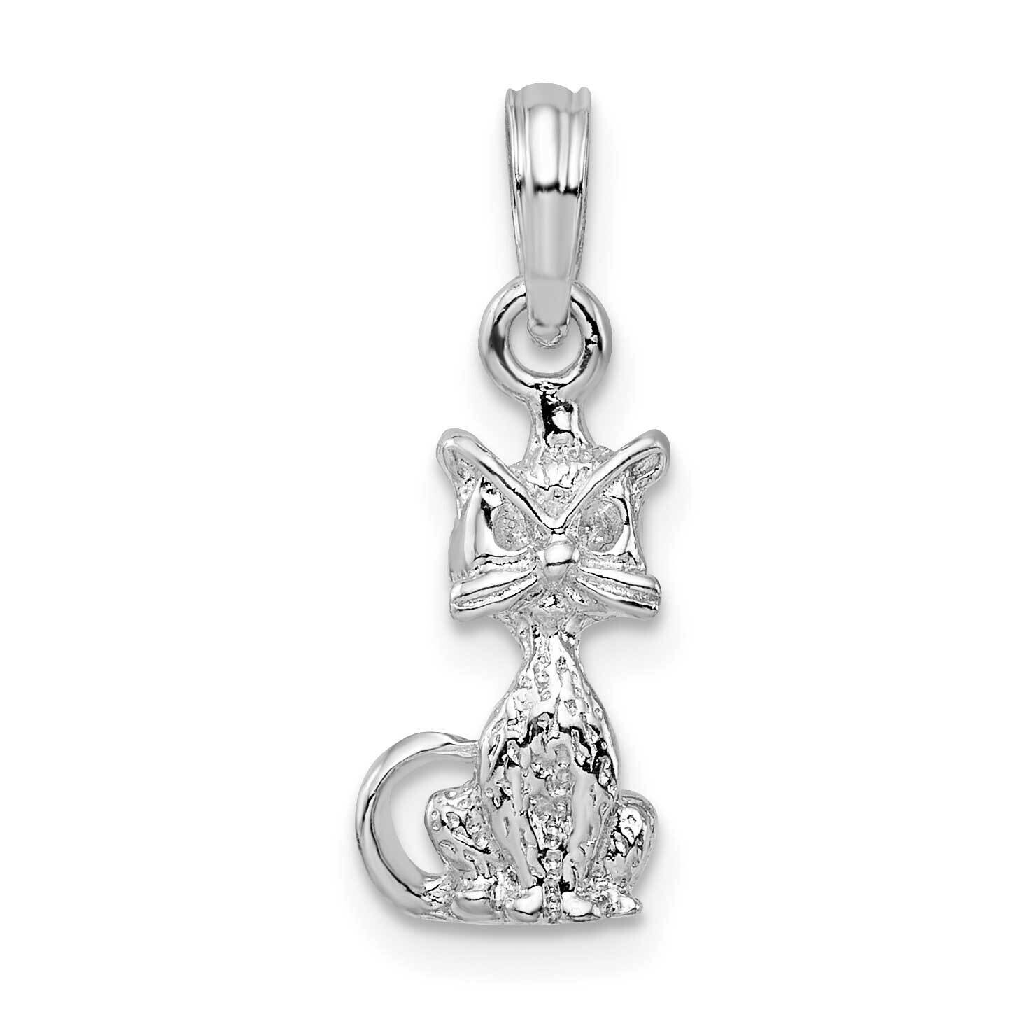 3D Mini Sitting Cat Pendant Sterling Silver Polished QC10418, MPN: QC10418, 637218178858