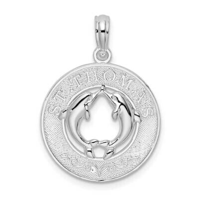 St. Thomas Circle Dolphins Pendant Sterling Silver Polished QC10253, MPN: QC10253, 637218170944