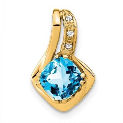 Blue Topaz Diamond Chain Slide Pendant 14k Gold PM7117-BT-002-YA, MPN: PM7117-BT-002-YA,