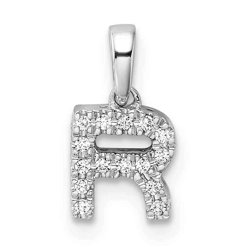 Diamond Letter R Initial Bail Pendant 14k White Gold PM9797R-008-WA, MPN: PM9797R-008-WA,