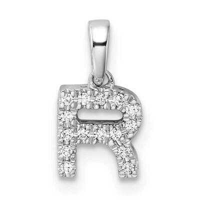 Diamond Letter R Initial Bail Pendant 14k White Gold PM9797R-008-WA, MPN: PM9797R-008-WA,