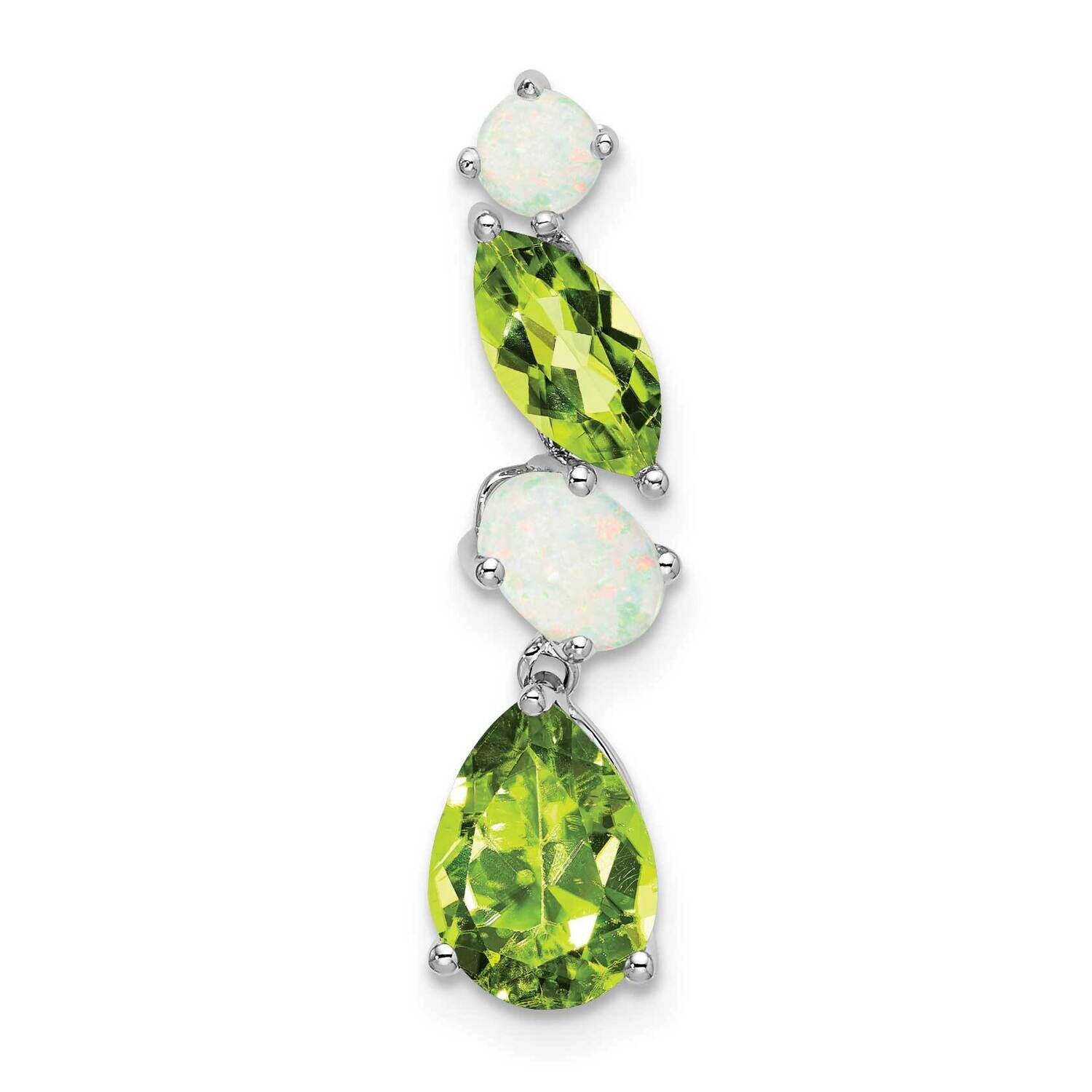 Peridot Opal Chain Slide 25 Inch 14k White Gold PM7458-PE/OP-W